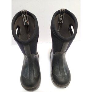 Bogs Kids rubber Waterproof Winter  rain Boots Black & Blue Size 10